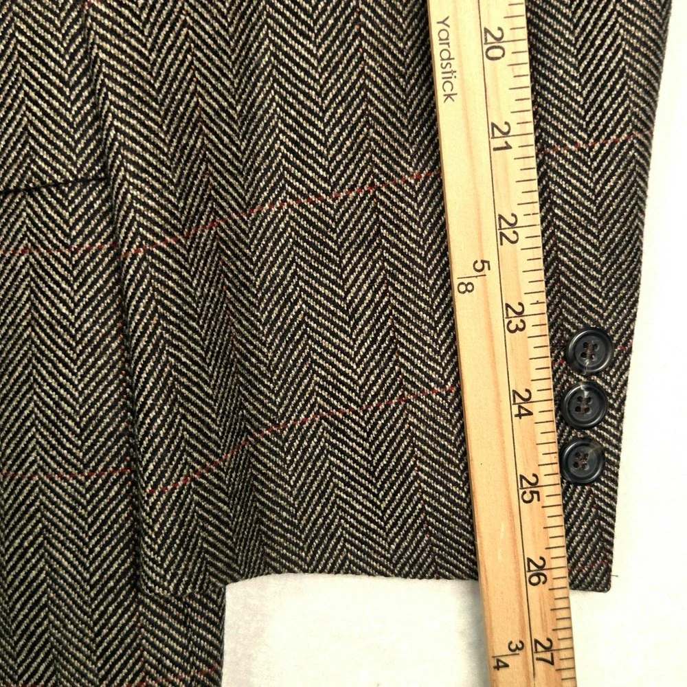 Canali Loro Piana Cashmere Wool Herringbone Sport Coat Mens 42L Brown Blazer